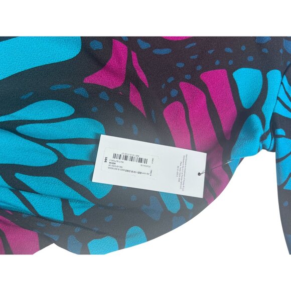 Bold Elements Womens Blouse Medium Abstract Print Chiffon Ruffle Sleeves NEW - Picture 8 of 9